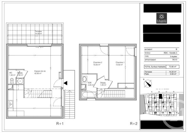 Appartement Duplex à vendre  3 pièces - 73,57 m 2   NANTES  - 44