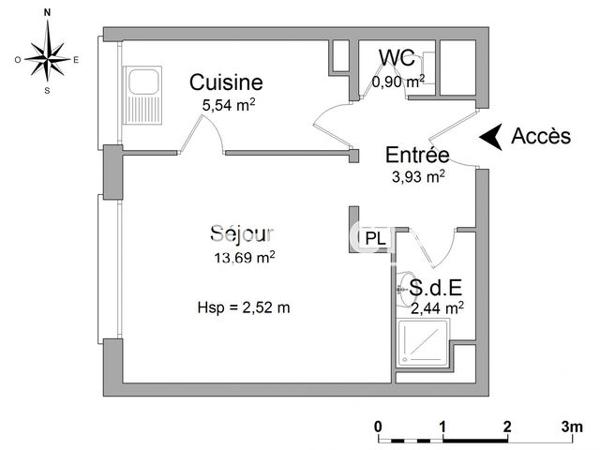 Location Studio 26.5 m² - 83 RUE DESLANDES Tours 37000