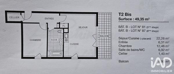 Appartement à vendre 2 pièces 49,35 m² Saint-Herblain