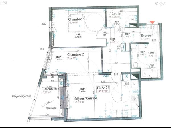 Appartement de type 3 de 65 m2 vue dégagée