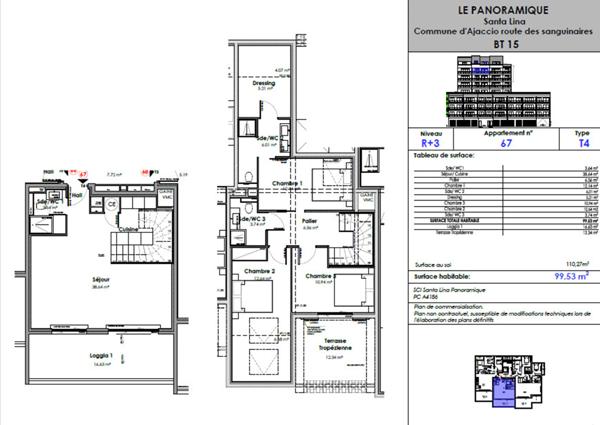 A VENDRE APPARTEMENT TYPE 4 -  20 000  AJACCIO - DUPLEX SANGUINAIRES LE PANORAMIQUE