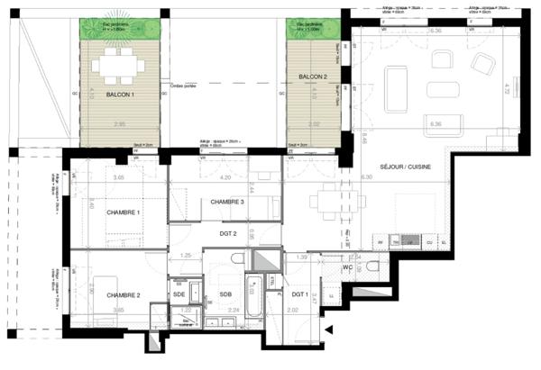 Appt T4 à vendre ISSY LES MOULINEAUX (92130) surface 109.3 m2 + balcons 20.4 m2 + 2 park s-sol + cave.