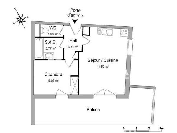 Location Appartement 2 pièces 37.18 m² - 59 RUE THEVENOT THIBAUD Clermont-ferrand 63000