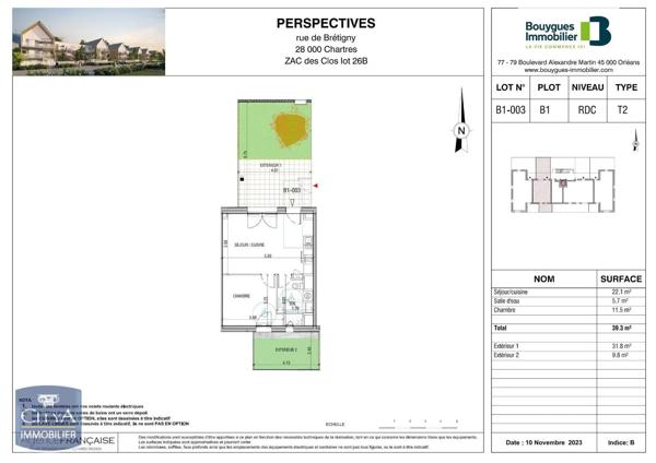 Appartement à louer 2 pièces 39.3m² Chartres (28000)