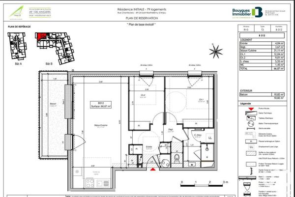 Appartement à vendre 3 pièces 66 m² Saint-Barthélemy-d'Anjou