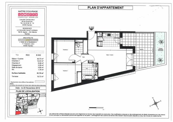 Appartement à louer 3 pièces - 61 m²