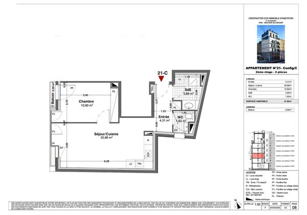 Appartement Boulogne Billancourt 2 pièce(s) 41.80 m2