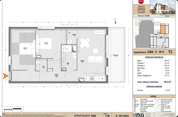 Appartement T3 avec terrasse idéalement placé