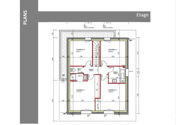 Parcelle de terrain à bâtir avec projet de construction.