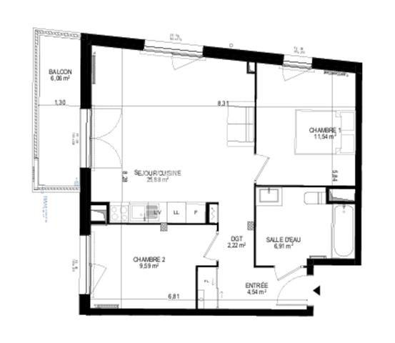 T3 - MONTEUX - 61 m² - avec balcon et parking -