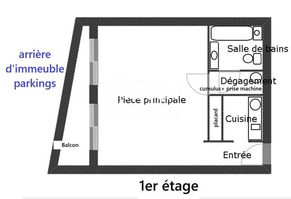 Bordeaux Centre Sud ,Entrée Rue de Pessac: T1 LIBRE avec balcon et possibilité d'un parking privatif !