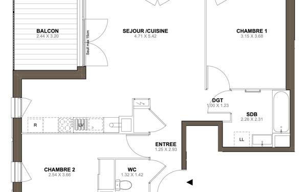 Appartement à vendre    3 pièces • 63,04 m2 Sain-Bel