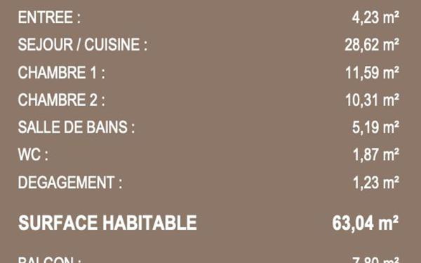Appartement à vendre    3 pièces • 63,04 m2 Sain-Bel