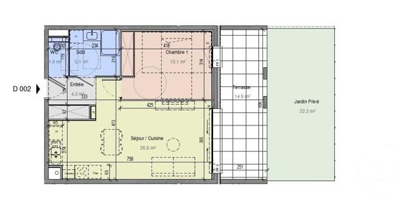 Appartement T2 à vendre  2 pièces - 50,40 m2 CHALLES LES EAUX - 73