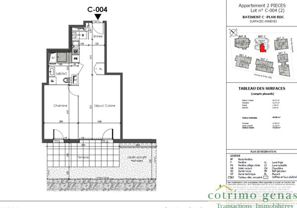 Appartement Corbas 2 pièce(s) 46 m2