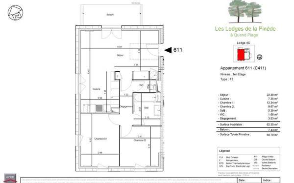 Appartement à vendre    3 pièces • 62,35 m2 Quend