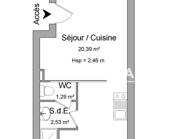 Location Studio 24.21 m² - 109 BLD MONTAIGNE Brest 29200