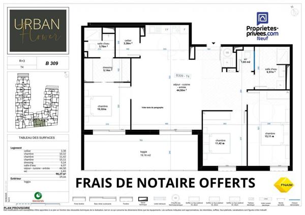 Appartement  4 pièce(s) 98.27 m2 avec Loggia