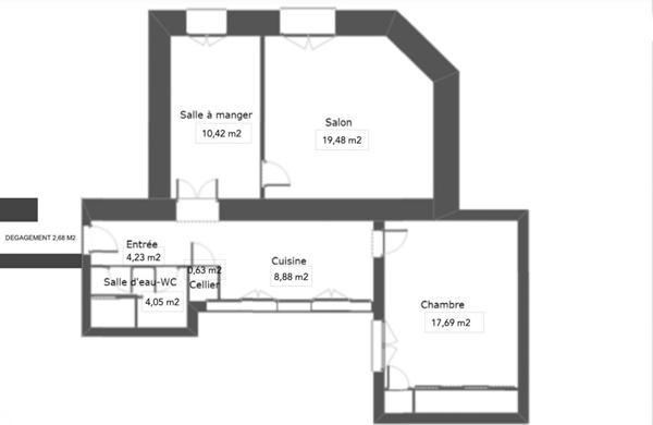 Nantes centre ville - Appartement T2 bis 66,72 m2