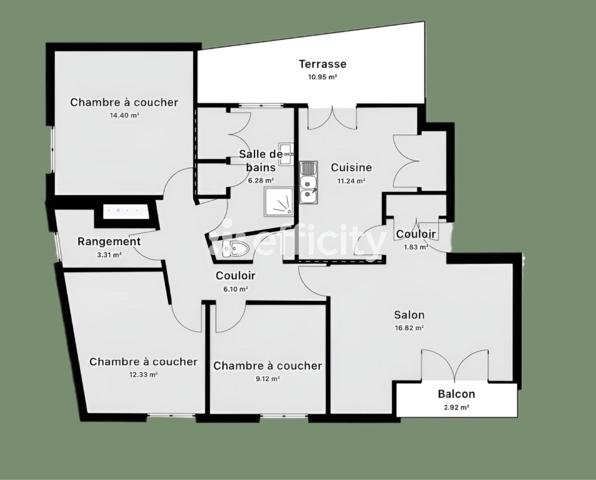 Appartement 4 pièces - 99 m² Exclusivité efficity