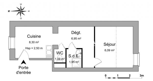 Location Studio 24.38 m² - Guilherand-granges 07500