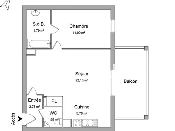 Location Appartement 2 pièces 49.31 m² - 47A RUE ROGG HAAS Sierentz 68510
