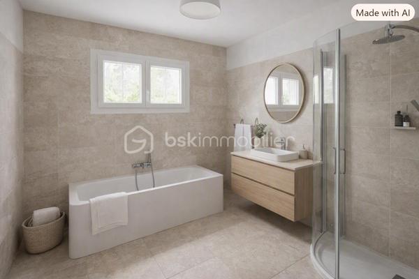 Dans le quartier recherché de Saint-Jean, en limite de Martigues/Port-de-Bouc, découvrez cette maison individuelle de 95 m² habitables, implantée sur un terrain de 653 m², avec un atout particulièrement rare : près de 95 m² supplémentaires au rez-de-chaussée, actuellement utilisés en vaste garage.

95 m² supplémentaires… à imaginer selon votre projet
C’est tout l’intérêt de cette propriété : conserver un garage exceptionnellement vaste, créer un espace indépendant pour un parent ou un enfant, aménager un second logement, ou encore envisager deux logements indépendants.
Une configuration particulièrement adaptée à une famille, à un projet multigénérationnel ou à un investisseur.

Un espace de vie familial à l’étage
À l’étage, les 95 m² habitables proposent une configuration familiale avec un séjour de 26,4 m² ouvrant sur un large balcon, une cuisine indépendante de 10,2 m², 3 chambres, une salle de bains, WC indépendant, hall et rangement.
Le terrain de 653 m² offre une vaste cour permettant de stationner plusieurs véhicules ainsi qu’un puits avec cuve de stockage.

Une maison régulièrement améliorée
Construite en 1973 et régulièrement améliorée, cette maison offre aujourd’hui un bon niveau de confort, notamment à l’étage grâce à ses menuiseries PVC double vitrage et ses stores électriques.
Elle bénéficie également d’une belle cheminée ouverte, apportant chaleur et convivialité au séjour.
À noter : une possibilité d’amélioration significative du DPE en remplaçant la chaudière fioul, actuellement à l’origine du classement F, par une pompe à chaleur air-eau, l’installation de chauffage central étant déjà en place.

Un bien à découvrir… et surtout à imaginer
Pour permettre une projection réaliste, les photographies présentent volontairement le bien dans son état actuel ainsi que des propositions de home staging, afin de visualiser concrètement les possibilités d’aménagement et de modernisation.

95 m² + 95 m² + 653 m² : un potentiel rare
95 m² habitables + 95 m² de garage + 653 m² de terrain : un bien aux possibilités multiples dans un secteur recherché.

Famille, projet multigénérationnel ou investissement : à vous d’imaginer la suite.
Fabrice Geneuil – BSK Immobilier
Votre projet immobilier est ma priorité.