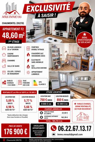 Appartement F2 en hyper-centre de Chaumontel