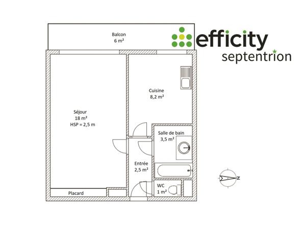 Appartement 1 pièce - 33 m² Exclusivité efficity