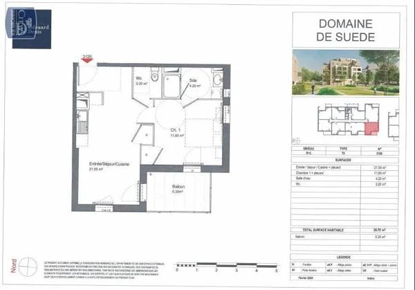 Appartement à louer 2 pièces 39.7m²