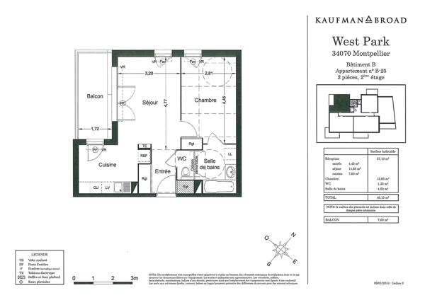 Appartement · Vente Montpellier (34070) 2 pièces · 46m²