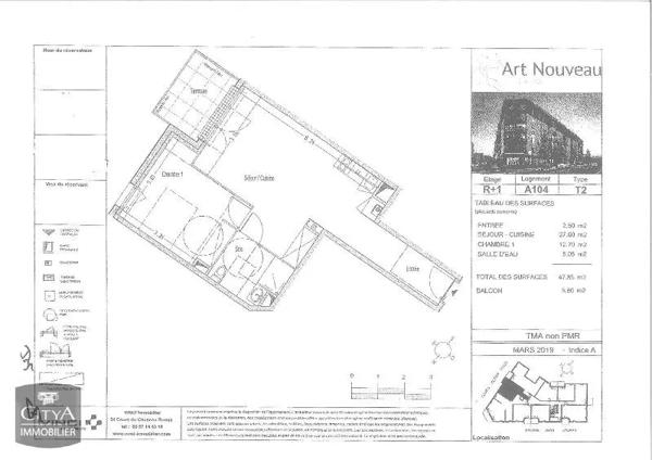 Appartement à louer 2 pièces 47.85m² Cenon (33150)
