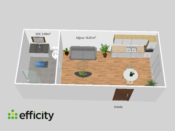 Appartement 1 pièce - 21 m² Exclusivité efficity