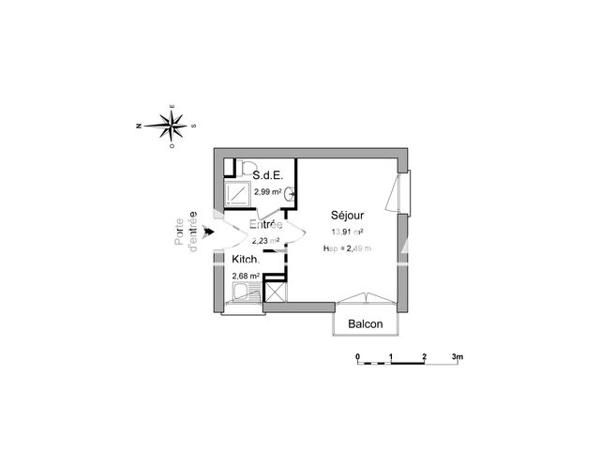 Location Studio 21.81 m² - 16 AVENUE CROIX GUERIN Caen 14000