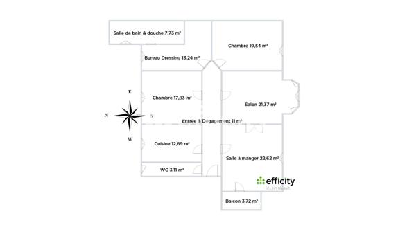 Appartement 5 pièces - 129 m² Exclusivité efficity