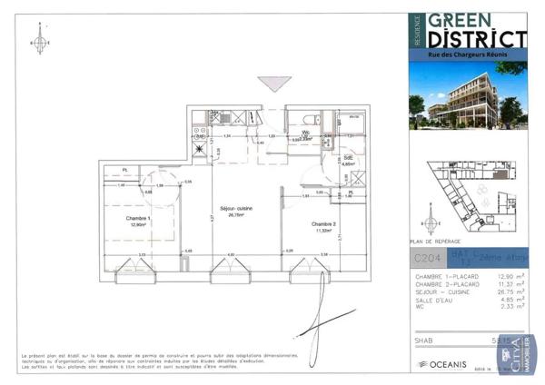 Appartement à louer 3 pièces 58.15m² Le Havre (76600)