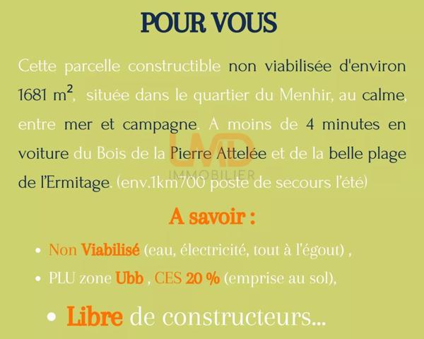 Terrain constructible Quartier LE Menhir