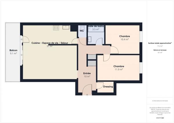 T3 TRAVERSANT 74 m² MARSEILLE 8ème PRADO | Volumes & Vue Dégagée