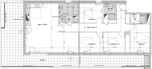 Appartement à vendre 5 pièces -114 m² + Terrasse 85 m² et 2 pkgs à THORIGNE FOUILLARD (35)