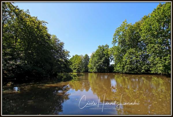 Combourg (35270) COMBOURG - Secteur Nord-Est. Longère pierre 224 m² avec étang et dépendances (255 m²). Terrain: 18.115 m².