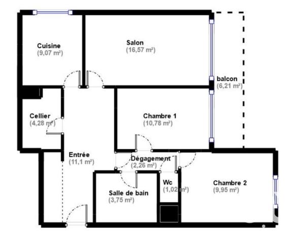 Appartement à vendre 3 pièces 69 m² Chelles