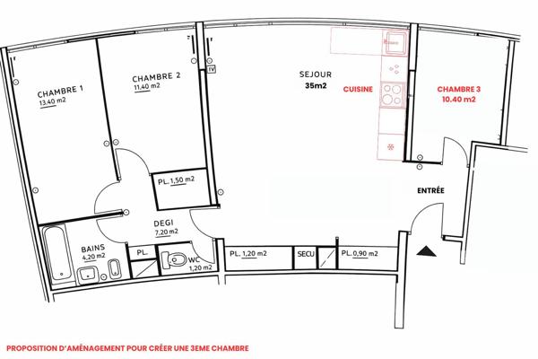 Appartement 4 pièces - 87 m² Exclusivité