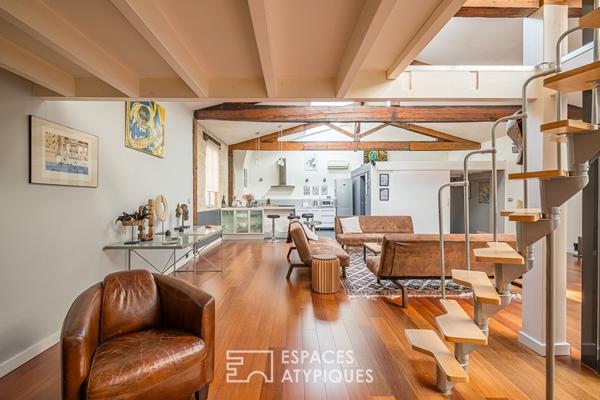 Grand loft lumineux avec terrasse couverte