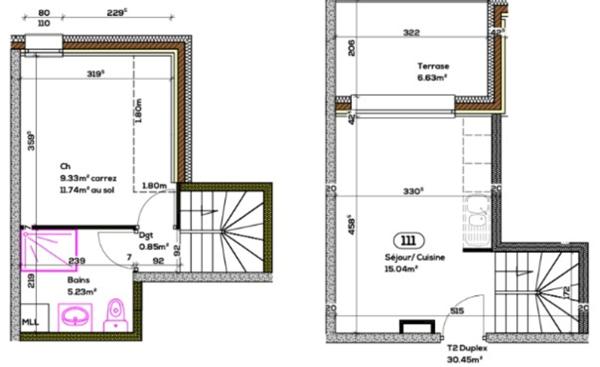 Appartement T2 en duplex à vendre à SEYSSEL (01), avec terrasse, à 45 mns d'Annecy et de Genève