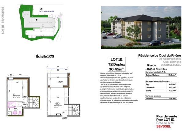 Appartement T2 en duplex à vendre à SEYSSEL (01), avec terrasse, à 45 mns d'Annecy et de Genève
