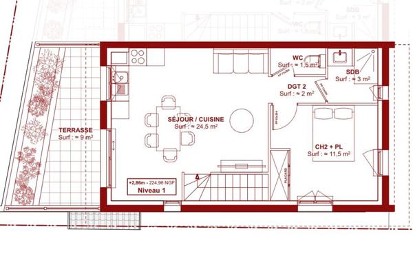Appartement à vendre    3 pièces •  Frontonas