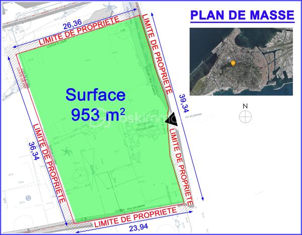 Terrain de 953 m²