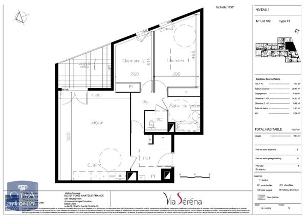 Appartement à louer 3 pièces 71.13m²