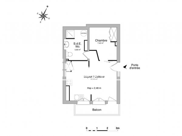 Location Studio 32.24 m² - 16 RUE BERNARD MOUTARDIER Evian-les-bains 74500