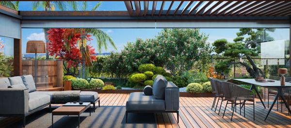 Penthouse avant-gardiste, terrasse, vue mer, commerces à pied